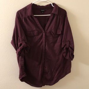 Torrid women's button down shirt in wine.